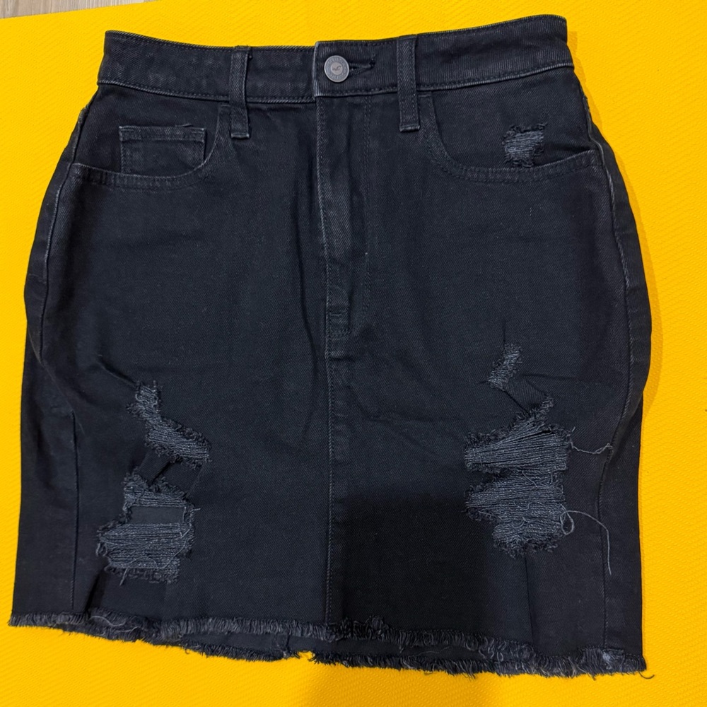 Hollister Black Mini Denim Skirt